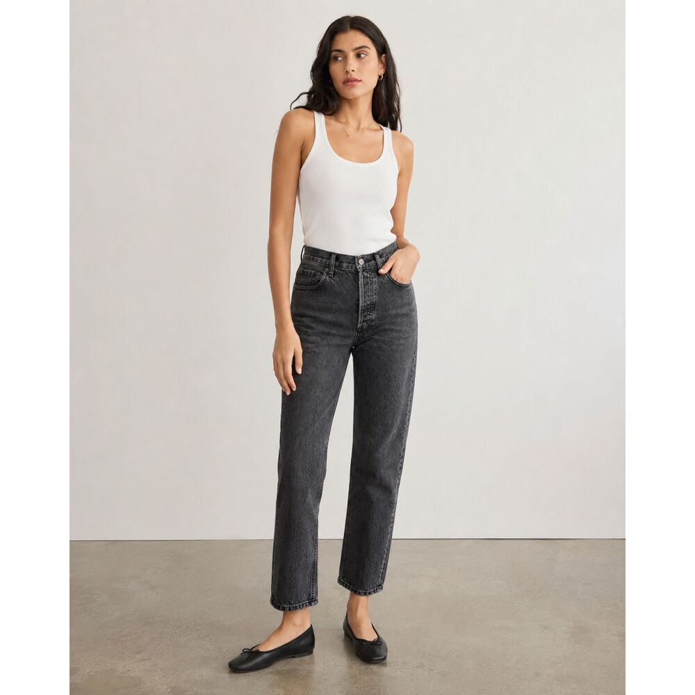 Everlane The '90s Cheeky Jean 24 High Rise Organic Cotton Gray Button Fly